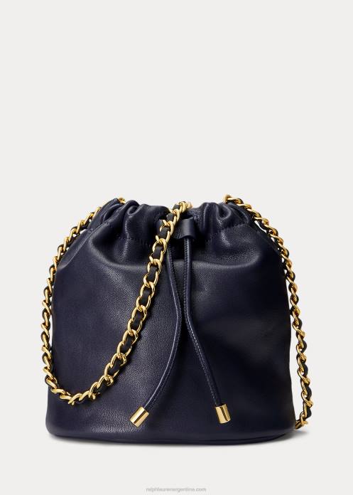 azul marino refinado mujer Ralph Lauren bolso bombonera mediano